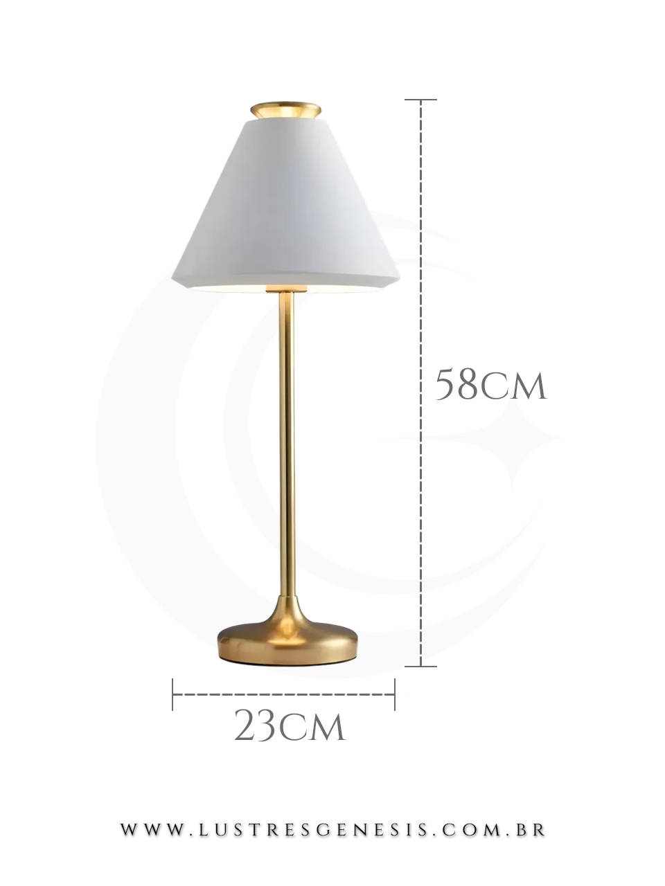 Abajur Minimalista Branco e Ouro para Criado-Mudo